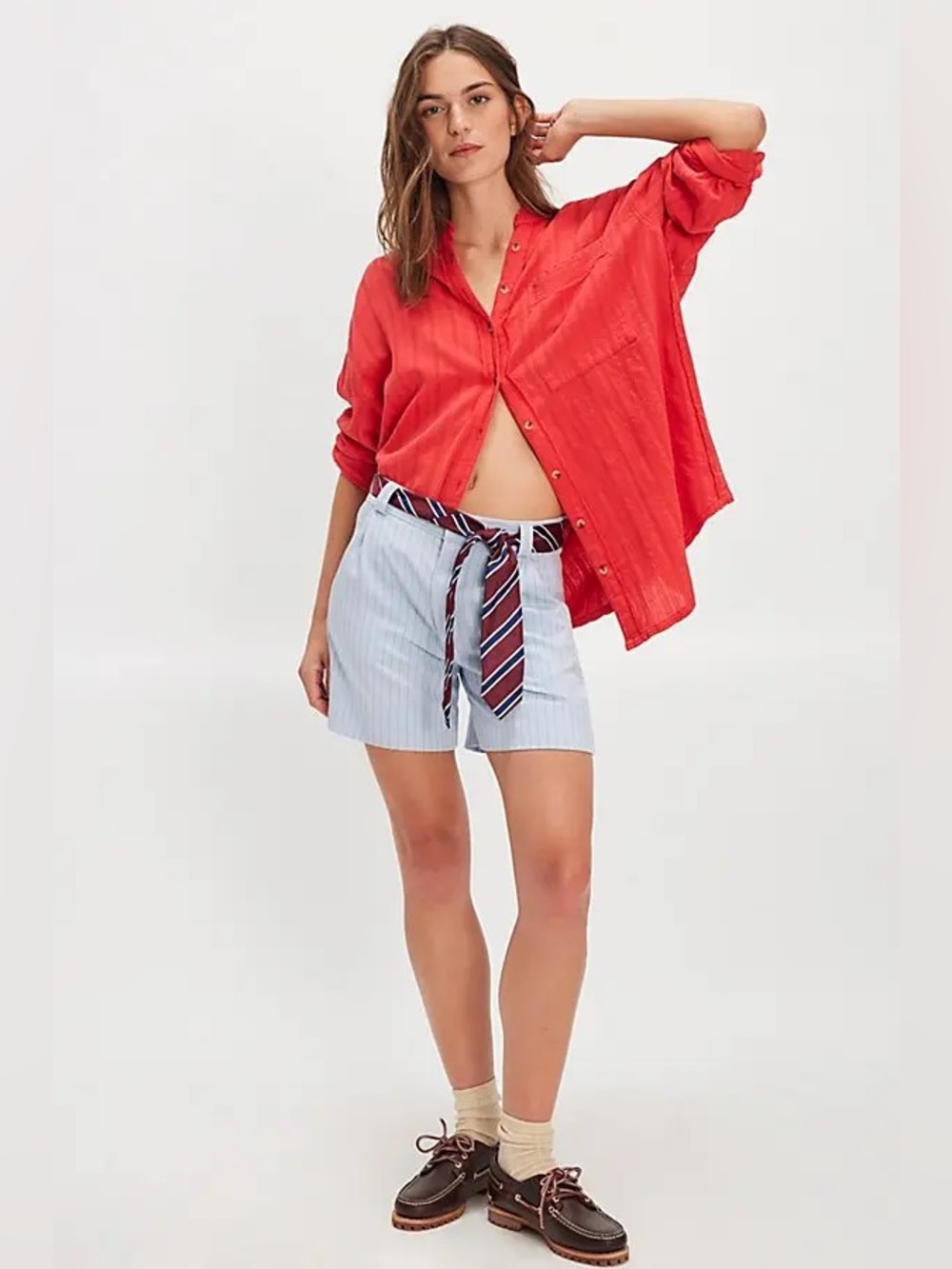 810. FREE PEOPLE We The Free Summer Sorbet Shirt in Fiery Red NWT $128